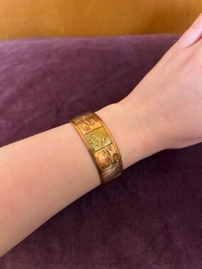 Vintage multi metal tone flower cuff bracelet